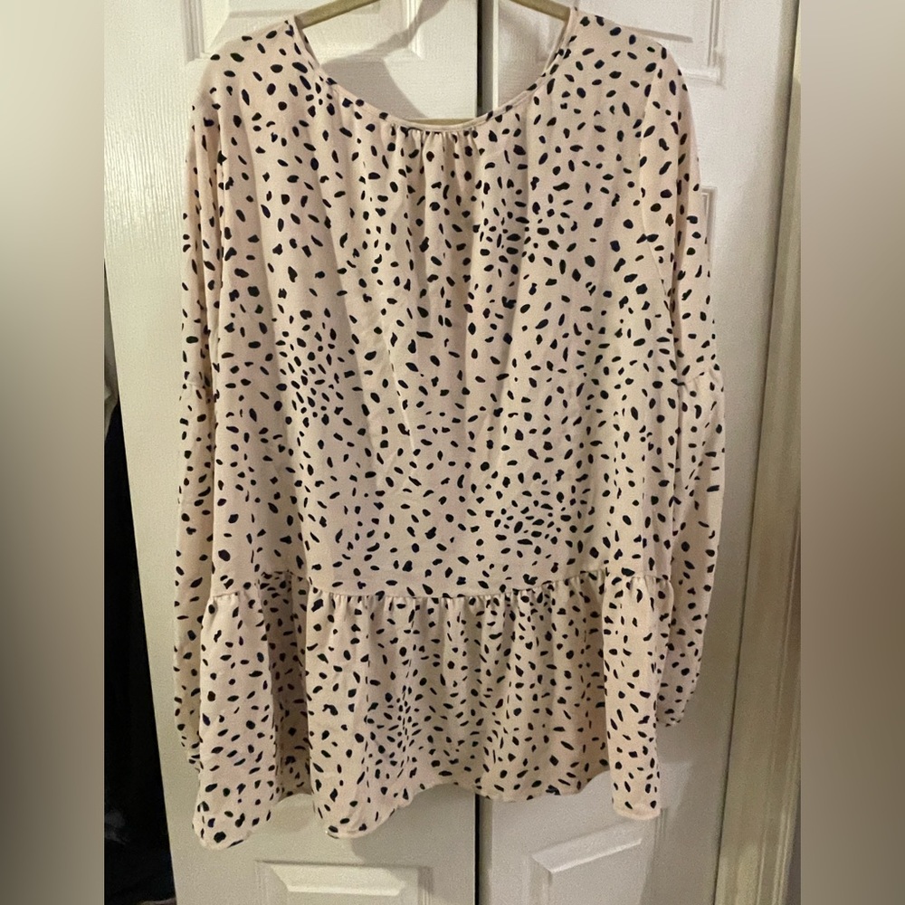 ModCloth 4x Pink and Black Blouse Top with Ruffle - Picture 2 of 5
